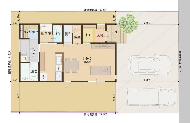 参考プラン例①3LDK29坪（1階）