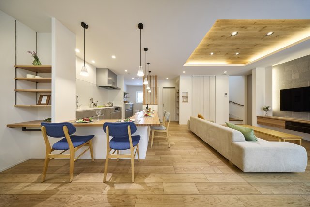 大空間リビングと家事ラク動線を叶えた家